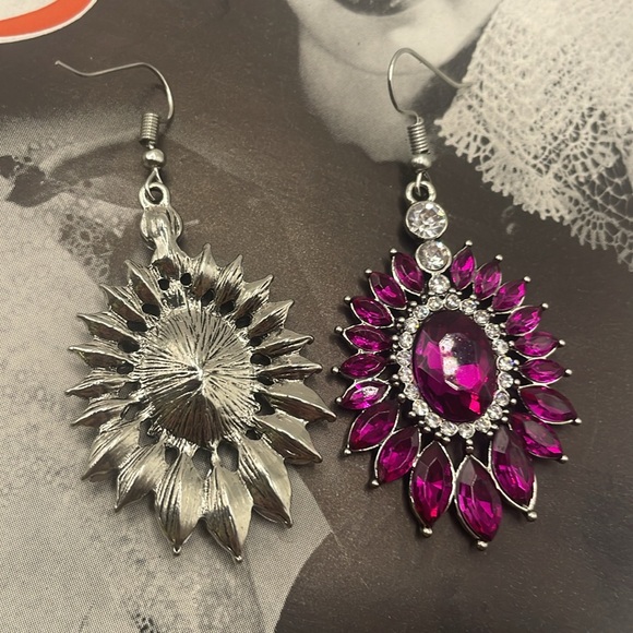 Pink Sparkle Dangle Earrings - Picture 3 of 4